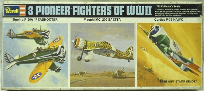 Revell 1/72 3 Pioneer Fighters of WWII Boeing P-26A Peashooter  Macchi MC-200 Saetta Curtiss P-36 Hawk, H677-130 plastic model kit